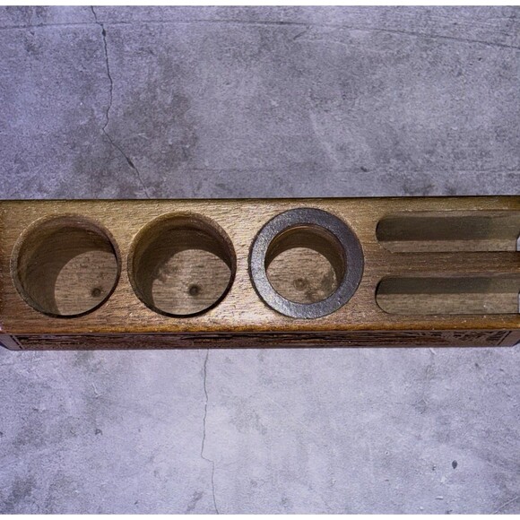 Vintage Lasercraft Engraved Wood Desk Organizer Pen Pencil Card Stand Duck Motif - Picture 3 of 7